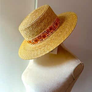 NWT Lack of Color Spencer Boater Floral Marigold Straw Hat Medium
